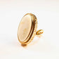 Genuine Baltic Rare White Amber Oval Cut Regal Ring in 14k Gold Plated s925