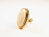 Genuine Baltic Rare White Amber Oval Cut Regal Ring in 14k Gold Plated s925