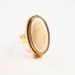 Genuine Baltic Rare White Amber Oval Cut Regal Ring in 14k Gold Plated s925