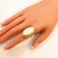 Genuine Baltic Rare White Amber Oval Cut Regal Ring in 14k Gold Plated s925