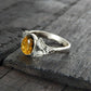 Natural Baltic Golden Green Amber Oval Cut Feather Ring