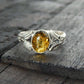 Natural Baltic Golden Green Amber Oval Cut Feather Ring