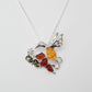 Natural Baltic Multicolor Amber Hummingbird Pendant Necklace