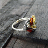 Natural Baltic Amber Autumn Leaf Ring