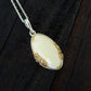 Natural Baltic White Amber 14K Gold Plated Grape Leaf Design Necklace