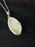 Natural Baltic White Amber 14K Gold Plated Grape Leaf Design Necklace