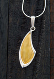 Natural Baltic Lemon Amber Modern Geometric Pendant Necklace