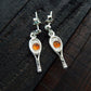 Natural Baltic Cognac Amber Tennis Racket Dangle Earrings