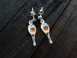 Natural Baltic Cognac Amber Tennis Racket Dangle Earrings