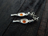 Natural Baltic Cognac Amber Tennis Racket Dangle Earrings