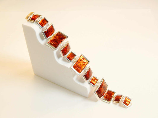 Natural Baltic Cognac Amber Geometric Designer Bracelet