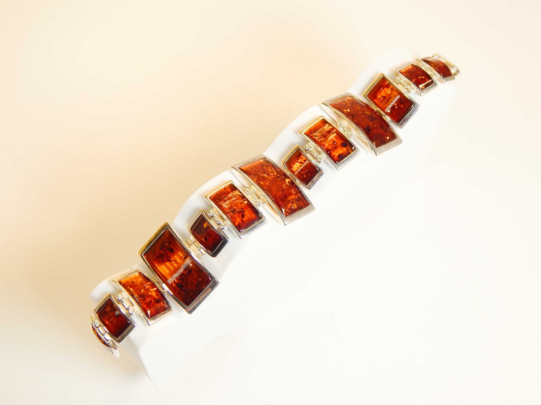 Natural Baltic Cognac Amber Geometric Designer Bracelet