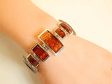 Natural Baltic Cognac Amber Geometric Designer Bracelet