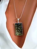 Natural Baltic Green Amber Minimalist Necklace in 925 Sterling Silver