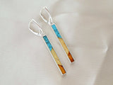 Natural Baltic Amber and Turquoise Dangle Earrings