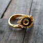 Natural Baltic Amber 14K Gold Plated Adjustable Peacock Ring