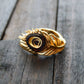 Natural Baltic Amber 14K Gold Plated Adjustable Peacock Ring