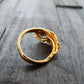 Natural Baltic Amber 14K Gold Plated Adjustable Peacock Ring