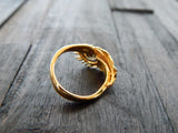 Natural Baltic Amber 14K Gold Plated Adjustable Peacock Ring