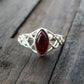 Natural Baltic Cherry Amber Celtic Ring in 925 Sterling Silver