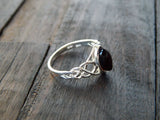 Natural Baltic Cherry Amber Celtic Ring in 925 Sterling Silver