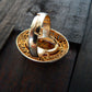 Natural Baltic Cognac Amber 14K Gold Plated Queens Adjustable Ring