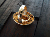 Natural Baltic Cognac Amber 14K Gold Plated Queens Adjustable Ring