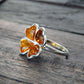 Natural Baltic Cognac Amber Four Leaf Clover Ring in 925 Sterling Silver