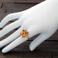 Natural Baltic Cognac Amber Four Leaf Clover Ring in 925 Sterling Silver