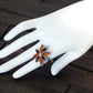 Natural Baltic Cherry and Cognac Amber Flower Statement Ring