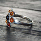 Natural Baltic Cognac and Cherry Amber Royal Flower Ring