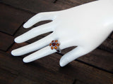 Natural Baltic Cognac and Cherry Amber Royal Flower Ring