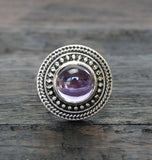 Genuine Amethyst Boho-Chic Ring in 925 Sterling Silver