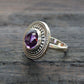 Genuine Amethyst Boho-Chic Ring in 925 Sterling Silver