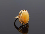 Natural Baltic Butterscotch Amber 14k Gold Plated Adjustable Ring