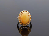 Natural Baltic Butterscotch Amber 14k Gold Plated Adjustable Ring