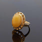 Natural Baltic Butterscotch Amber 14k Gold Plated Adjustable Ring