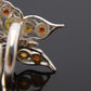 Natural Baltic Multicolor Amber Adjustable Butterfly Ring in 925 Sterling Silver