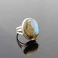 Genuine Labradorite Cabochon Cut Ring in 925 Sterling Silver