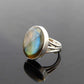 Genuine Labradorite Cabochon Cut Ring in 925 Sterling Silver