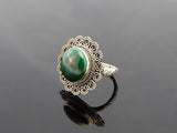 Genuine Green Onyx Boho Chic Ring in 925 Sterling Silver