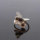 Natural Baltic Cherry Amber Bumble Bee Flower Adjustable Ring in 925 Sterling Silver