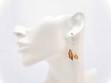 Natural Baltic Cognac Amber Handmade Spiderweb Dangle Earrings in 925 Sterling Silver