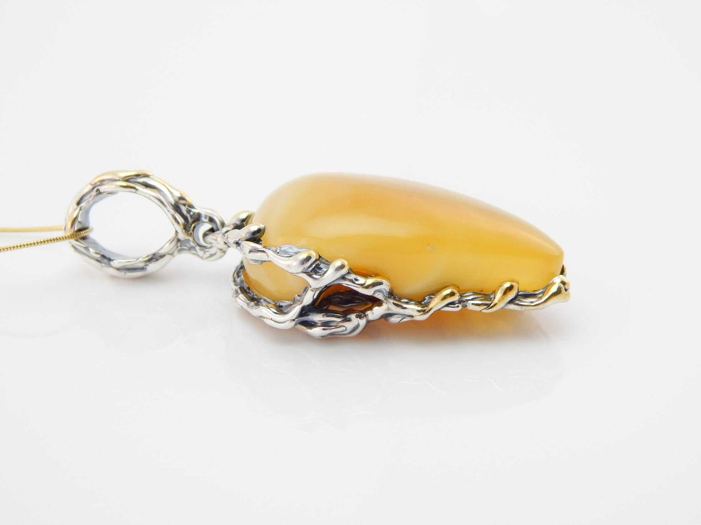 Natural Baltic Butterscotch Sleepy Hallow Limited Edition Pendant Necklace in 925 Sterling Silver