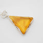 Handmade Natural Baltic Lemon Amber Triangular Pendant Necklace in 925 Sterling Silver