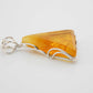 Handmade Natural Baltic Lemon Amber Triangular Pendant Necklace in 925 Sterling Silver