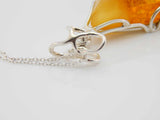 Handmade Natural Baltic Lemon Amber Triangular Pendant Necklace in 925 Sterling Silver