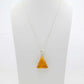 Handmade Natural Baltic Lemon Amber Triangular Pendant Necklace in 925 Sterling Silver