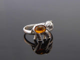 Natural Baltic Cognac Amber Adjustable Lucky Elephant Ring in 925 Sterling Silver