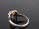 Natural Baltic Cognac Amber Adjustable Lucky Elephant Ring in 925 Sterling Silver